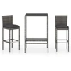 Image de vidaXL Ensemble bar de jardin 3 pièces avec coussins Poly rotin gris