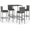 Image de vidaXL Ensemble bar de jardin 5 pièces avec coussins Poly rotin gris