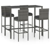 Image de vidaXL Ensemble bar de jardin 5 pièces avec coussins Poly rotin gris