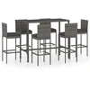 Image de vidaXL Ensemble bar de jardin 7 pièces avec coussins Poly rotin gris