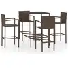 Image de vidaXL Ensemble bar de jardin 5 pièces poly rotin brun