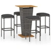 Image de vidaXL Ensemble bar de jardin 5 pièces avec coussins Poly rotin gris