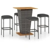 Image de vidaXL Ensemble bar de jardin 5 pièces avec coussins Poly rotin gris