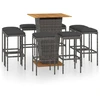 Image de vidaXL Ensemble bar de jardin 9 pièces avec coussins Poly rotin gris