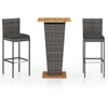Image de vidaXL Ensemble bar de jardin 3 pièces avec coussins Poly rotin gris