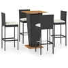 Image de vidaXL Ensemble bar de jardin 5 pièces avec coussins Poly rotin noir