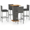 Image de vidaXL Ensemble bar de jardin 5 pièces avec coussins Poly rotin gris