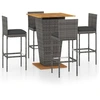 Image de vidaXL Ensemble bar de jardin 5 pièces avec coussins Poly rotin gris