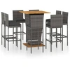 Image de vidaXL Ensemble bar de jardin 9 pièces avec coussins Poly rotin gris