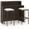 Image de vidaXL Ensemble bar de jardin 3 pièces avec coussins Marron