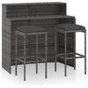Image de vidaXL Ensemble bar de jardin 3 pièces avec coussins Gris