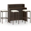 Image de vidaXL Ensemble bar de jardin 4 pièces avec coussins Marron