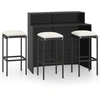 Image de vidaXL Ensemble bar de jardin 4 pièces avec coussins Noir