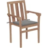 Image de vidaXL Chaises de jardin 2 pcs. avec coussins gris teck massif