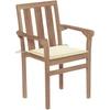 Image de vidaXL Chaises de jardin 2 pcs. avec coussins blanc crème Teck massif