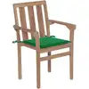 Image de Chaises de jardin 2 pcs. avec coussins verts teck massif
