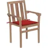 Image de Chaises de jardin 2 pcs. avec coussins rouges Teck massif
