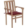 Image de vidaXL Chaises de jardin 2 pcs. avec coussins rouge vin Teck massif