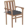 Image de vidaXL Chaises de jardin 2 pcs avec coussins anthracite bois massif teck