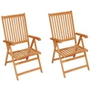 Image de vidaXL Chaises de jardin 2 pcs. avec coussins bleus teck massif