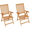 Image de vidaXL Chaises de jardin 2 pcs. avec coussins bleu roi teck massif