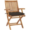 Image de vidaXL Chaises de jardin 2 pcs. avec coussin taupe teck massif
