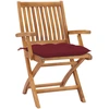 Image de vidaXL Chaises de jardin 2 pcs. avec coussins bordeaux en teck massif