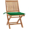 Image de Chaises de jardin 2 pcs. avec coussins verts teck massif