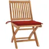 Image de Chaises de jardin 2 pcs. avec coussins rouges Teck massif