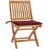 Image de vidaXL Chaises de jardin 2 pcs. avec coussins rouge vin Teck massif