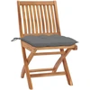 Image de vidaXL Gartenstühle 2 Stk. mit Grauen Kissen Massivholz Teck