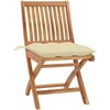 Image de vidaXL Chaises de jardin 2 pcs. avec coussins blanc crème Teck massif