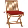 Image de vidaXL Chaises de jardin 2 pcs. avec coussins rouges en teck massif