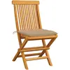 Image de vidaXL Chaises de jardin avec coussins beiges 2 pcs. Bois massif teck