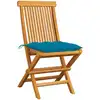Image de vidaXL Chaises de jardin avec coussins bleu clair 2 pcs. Bois massif teck