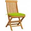 Image de vidaXL Chaises de jardin avec coussins vert clair 2 pcs. Bois massif teck