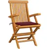 Image de vidaXL Chaises de jardin avec coussins bordeaux 2 pcs. Bois massif teck