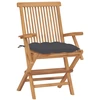 Image de vidaXL Chaises de jardin avec coussins anthracite 2 pcs. Bois massif teck