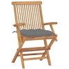 Image de vidaXL Chaises de jardin avec coussins gris 2 pcs. Bois massif teck