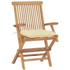 Image de vidaXL Chaises de jardin avec coussin blanc crème 2 pcs. Bois massif teck