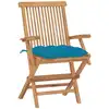 Image de vidaXL Chaises de jardin avec coussins bleu clair 2 pcs. Bois massif teck