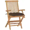 Image de vidaXL Chaises de jardin avec coussins Taupe 2 pcs. Bois massif teck