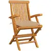 Image de vidaXL Chaises de jardin avec coussins beiges 3 pcs. Bois massif teck
