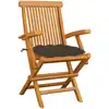 Image de Chaises de jardin avec coussins taupe 3 pcs. Bois massif teck