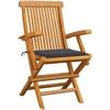 Image de vidaXL Chaises de jardin avec coussins anthracite 6 pcs. Bois massif teck