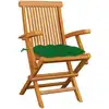 Image de vidaXL Chaises de jardin avec coussins verts 6 pcs. Bois massif teck