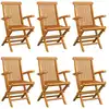 Image de vidaXL Chaises de jardin avec coussins bleus 6 pcs. Bois massif teck