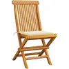 Image de vidaXL Chaises de jardin avec coussins blanc crème 4 pcs. Teck massif