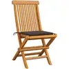 Image de vidaXL Chaises de jardin avec coussins Taupe 4 pcs. Teck massif