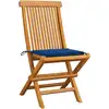 Image de vidaXL Chaises de jardin avec coussins bleu roi 4 pcs. Bois massif teck